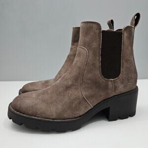 Born Graci Ankle Bootie Size 8.5 Taupe Leather Comfort Chelsea Platform Fall NEW